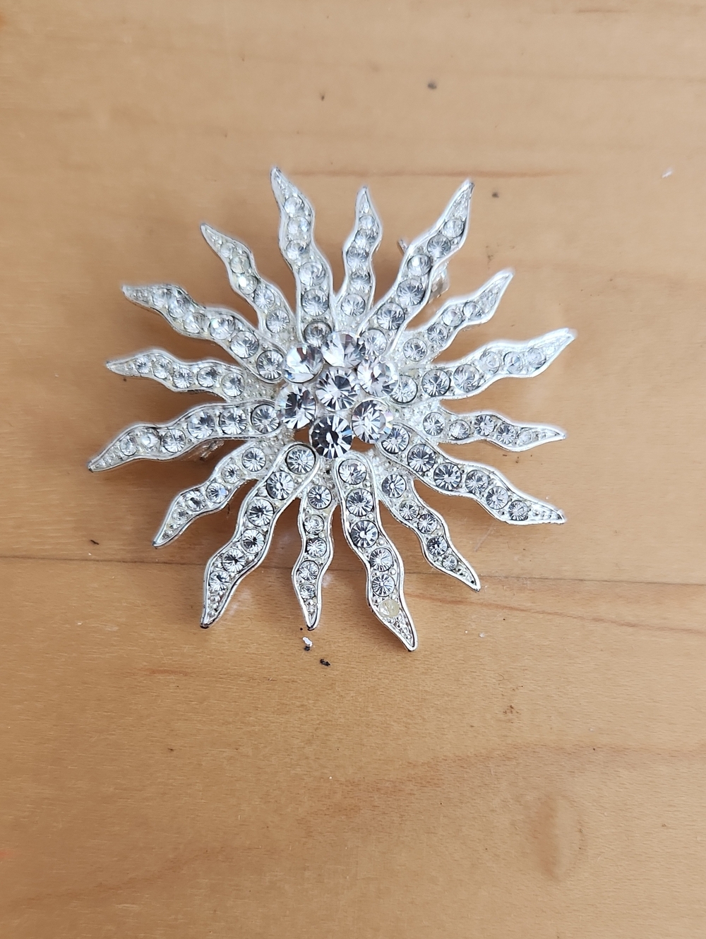 Silver Crystal Sunburst Brooch - Elegant Women’s Jewelry